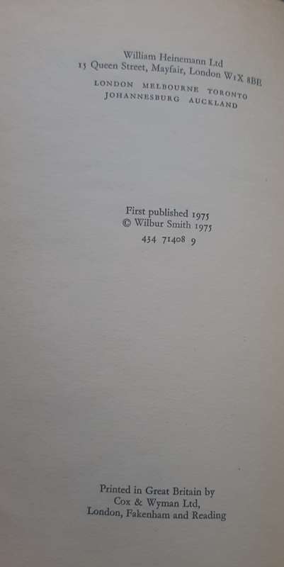 RARE HEINEMANN FIRST EDITIONS WILBUR SMITH 3 BOOKS