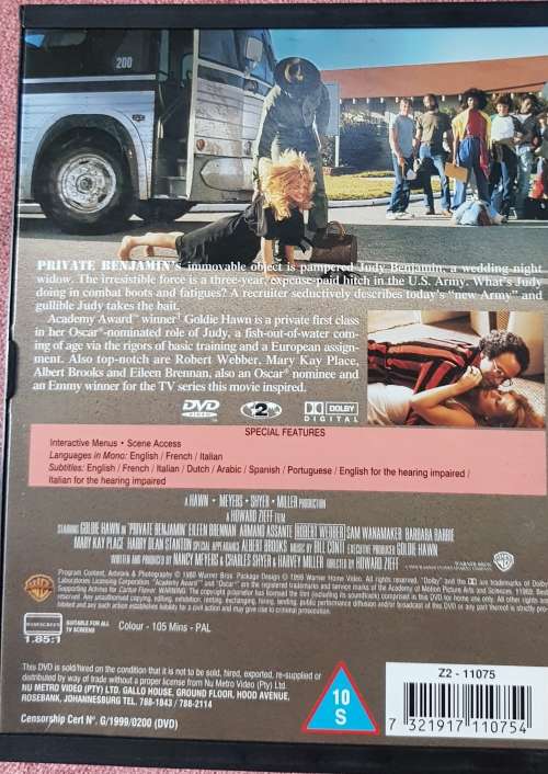 PATTON PRIVATE BENJAMIN WW2 DVD