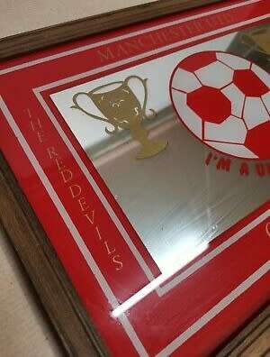 Manchester United Red Devils Framed Mirror - Old Trafford 1970s