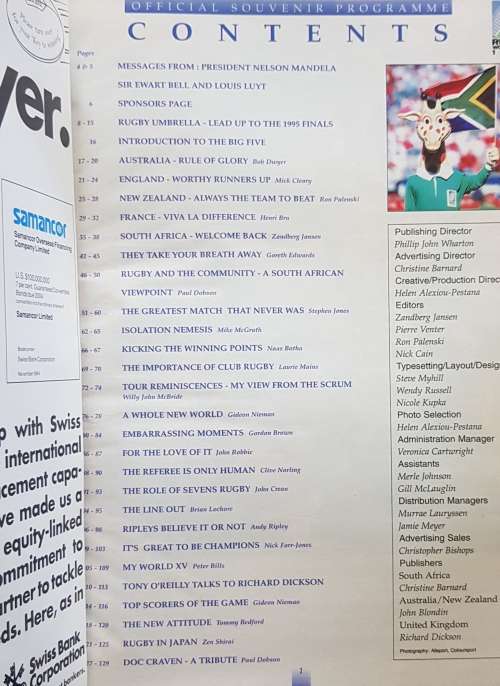 1995 WORLD CUP 1.SPORTS ILLUSTRATED 2.OFFICIAL SOUVENIR PROGRAMME