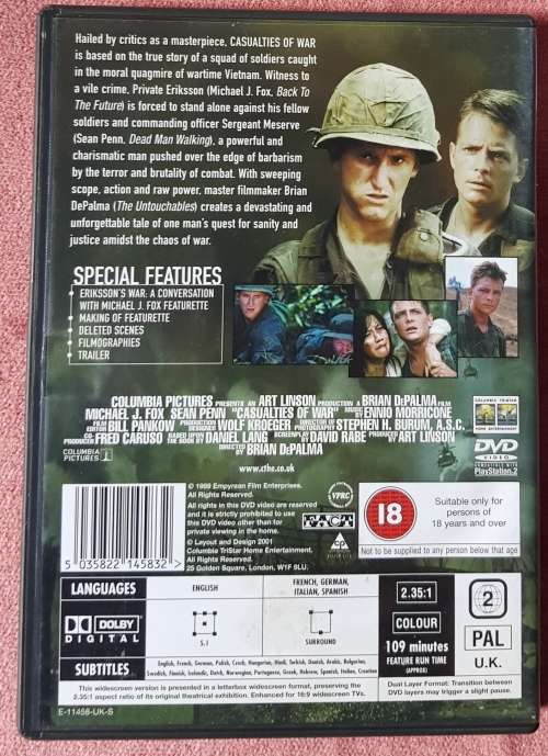 Casualties of War WAR DVD