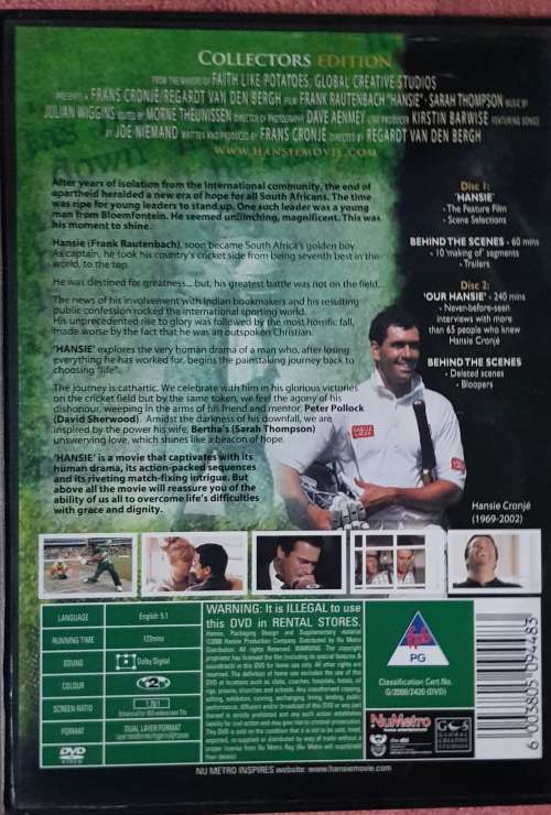 HANSIE A True Story DVD
