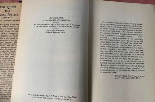 The Quest for Social Justice, 18981914. By Harold Underwood Faulkner.