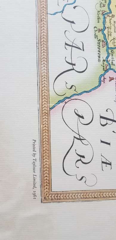 SAXTON'S MAP OF LANCHASHIRE 1577 PRINTED IN 1966 MAP FRAMED