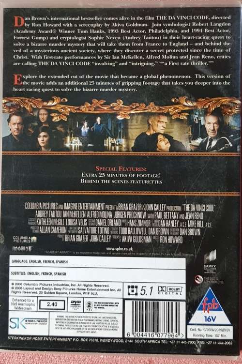 DA VINCI CODE  DVD