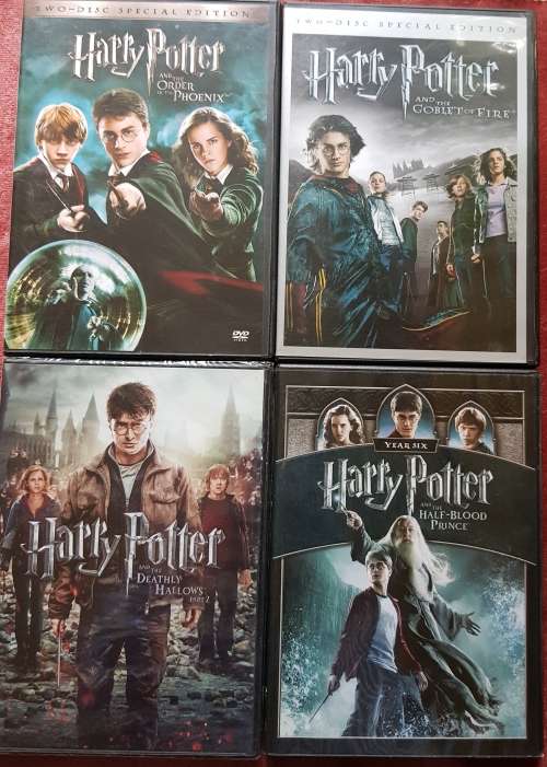 Harry Potter 4 DVDs order of the phoenix, goblet of fire, deathly hallows, half blood prince