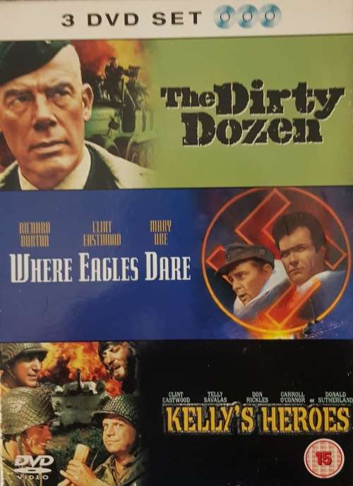 3 CLASSIC DVDS DIRTY DOZEN KELLY`S HEROES WHERE EAGLES DARE