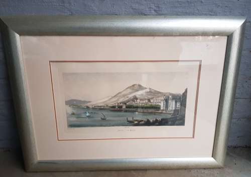 Palermo La Marina   orginal print vintage with general view of the Palermo navy  The original e