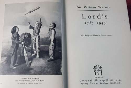 Lord's 1787 - 1945 by Sir Pelham Warner 1946 First Edition