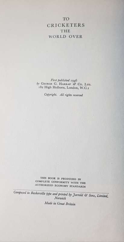 Lord's 1787 - 1945 by Sir Pelham Warner 1946 First Edition