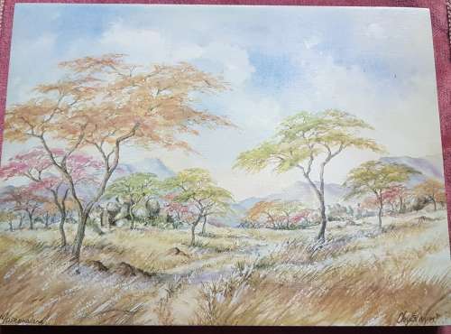 Mashonaland Print mounted on Chipboard - Chrystal Wynn