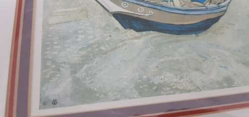 Fishing Boats On The Beach 1888 by  Vincent Van Gogh Lithograph Print