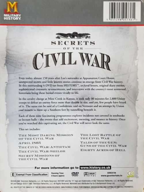 Secrets of the Civil War DVD, box set of 4 DVDs