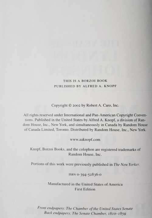 Lyndon Johnson Master of the Senate, First Edition