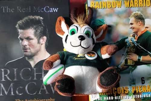 Springboks Rugby François Pienaar, signed ! and Richie McCaw and Springboks mascot