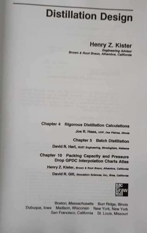 Distillation Design by Henry Z. Kister