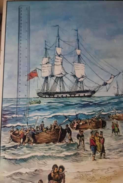 Telford - A. A. Telford print on board, British landing