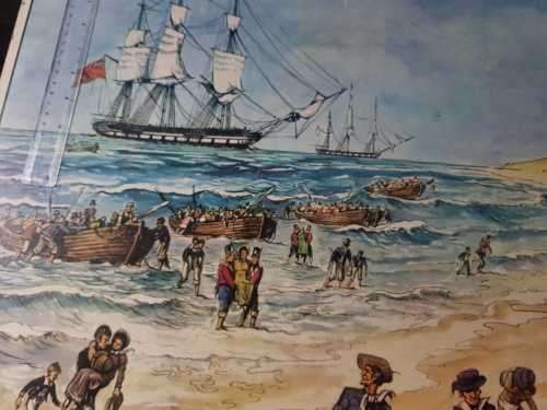 Telford - A. A. Telford print on board, British landing