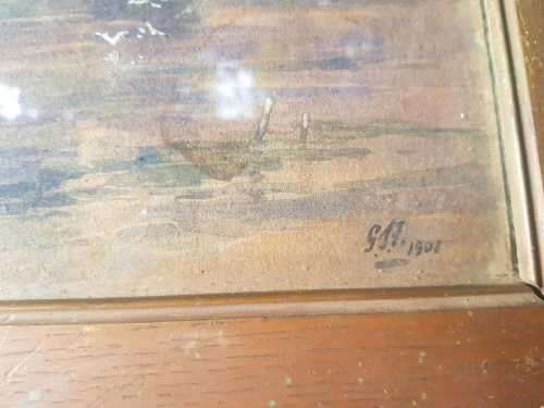 Rosyth Castle Watercolor circa 1901 signed !