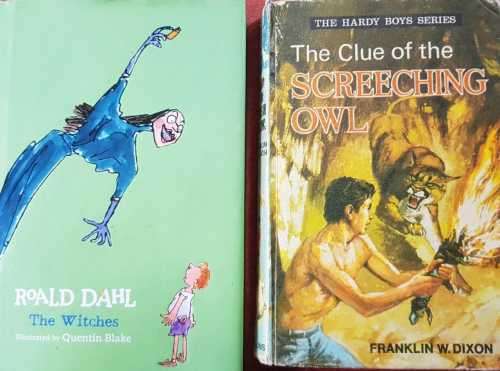 Roald Dahl, The Witches  AND  Hardy Boys, The clue of the screeching owl