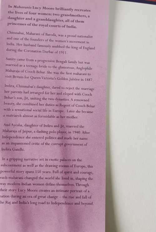The lives and times of three generations of Indian Princesses by Lucy Moore