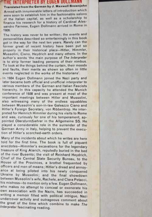 Hitler / Himmler / SS / Eugen Dollmann - The Interpreter, Memoirs of Doktor Eugen Dollman.