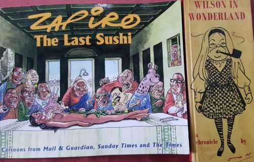 Zapiro Signed Copy and Wilson in Wonderland, Rare Cartoons Harold Wilson
