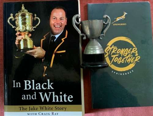 Springboks in Black and White Signed Copy & Springboks Notebook with Trophy
