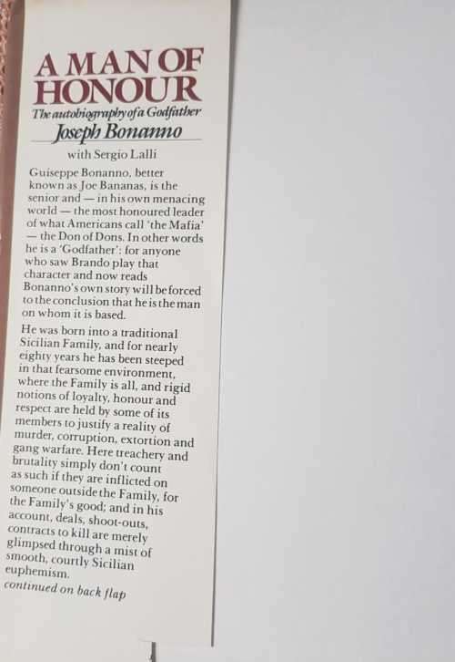 Joseph Bonanno  - Man of Honour - the autobiography of a godfather