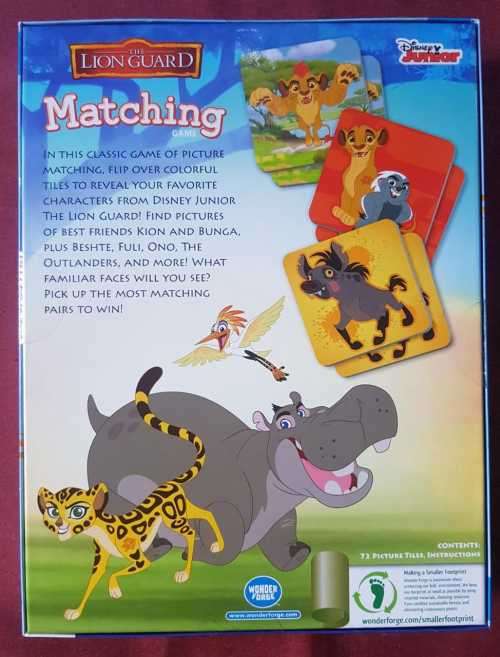 The Lion Guard Matching a fun game of picture matching