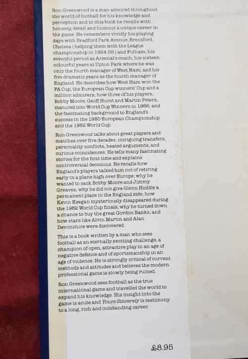 Yours Sincerely Ron Greenwood