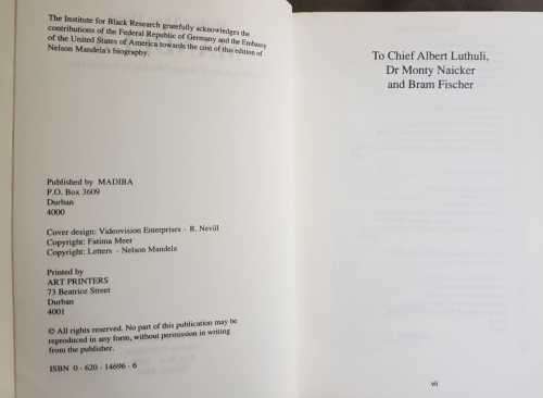 Mandela Fatima Meer Kgalema Motlanthe ANC First Editions