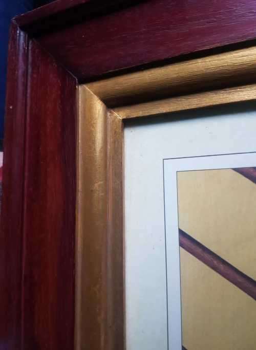 Golf  / Bernie Horton print in a chunky mahogany frame