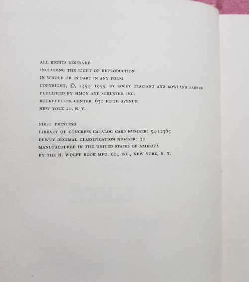 Rocky Graziano Somebody up there likes me Boxing First Edition