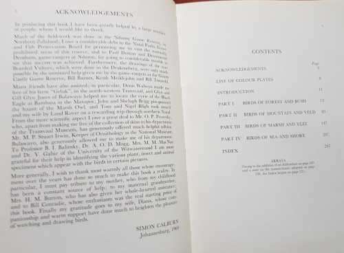 Calburn Birds of Southern Africa  Paintings, field sketches and field notes.