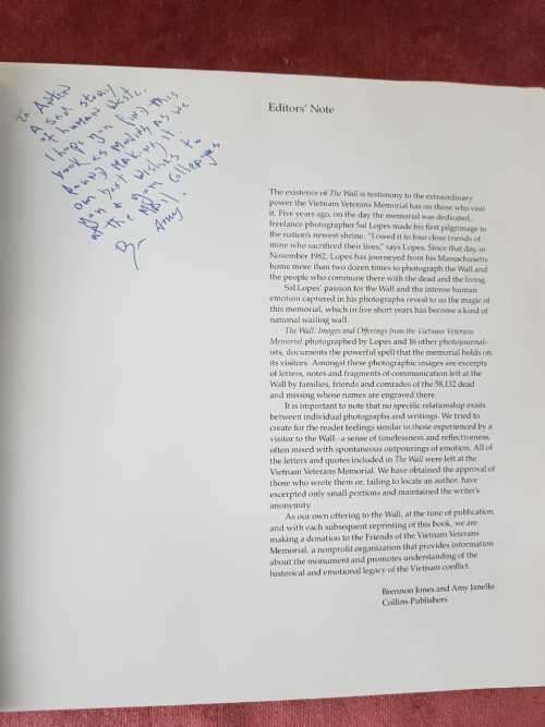 The Wall Signed copy !  Images and Offerings from the Vietnam Veterans Memorial