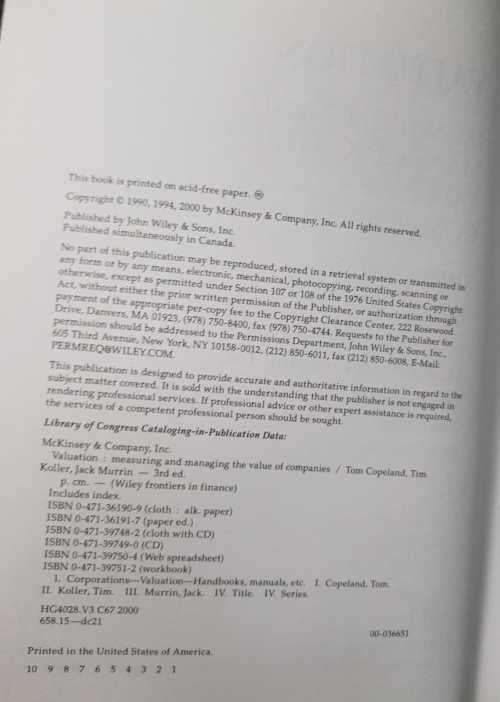 Valuation by McKinsey and Company First Edition hardcover