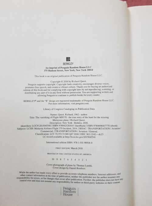 Signed First Edition Richard Quest CNN The Vanishing of MH370
