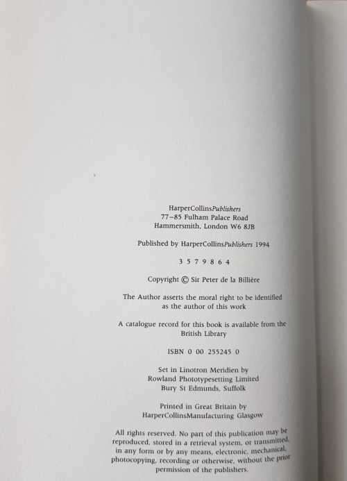 General Sir Pieter De La Billiere SAS First Edition The Autobiography