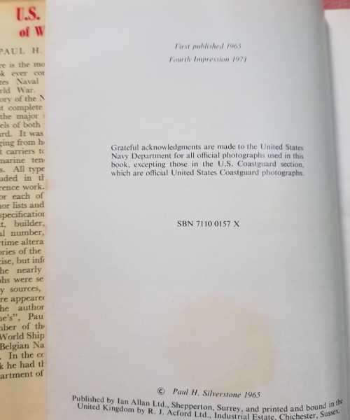 U.S. Warships of World War II WW2 Navy by Paul H. Silverstone  - hardcover