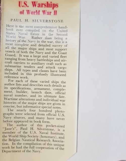 U.S. Warships of World War II WW2 Navy by Paul H. Silverstone  - hardcover