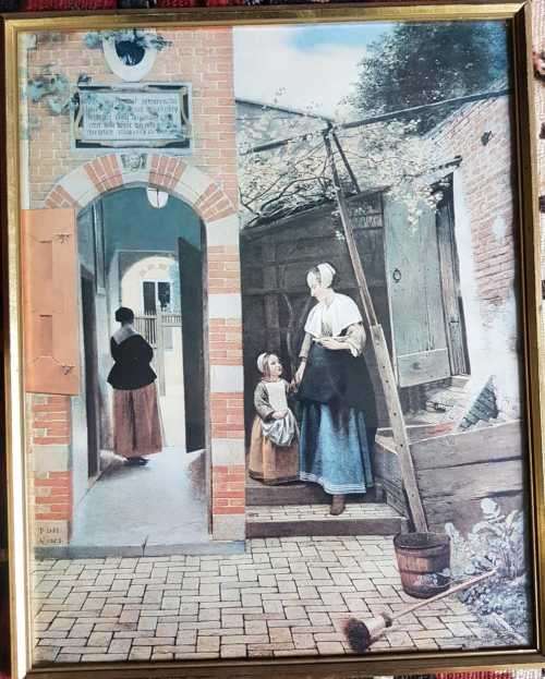 Pieter Hooch Vaka Kuntsuitgaven Amsterdam   The Courtyard of a House in Delft 1658 print framed