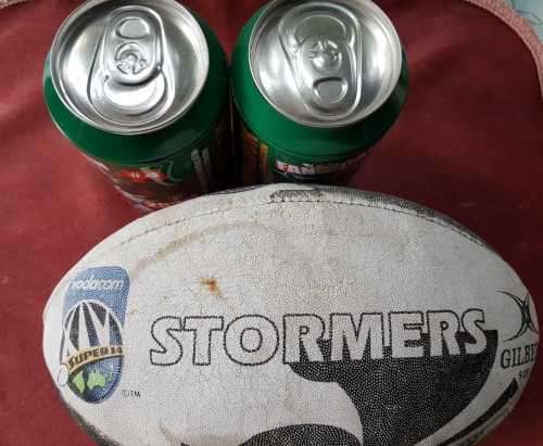 Rugby Super 14 Stormers collectible Ball AND two Fan Can puzzle sets.