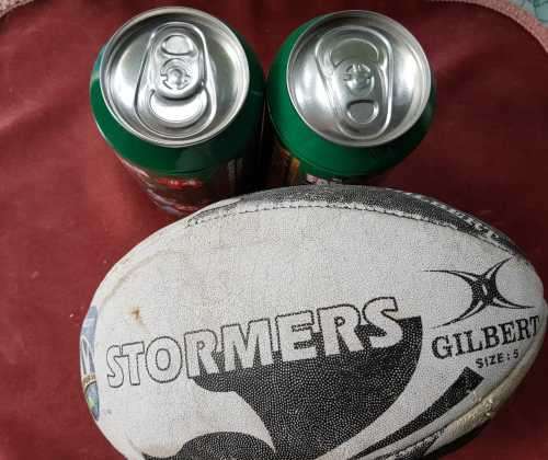 Rugby Super 14 Stormers collectible Ball AND two Fan Can puzzle sets.