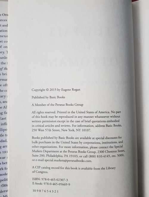 Ottomans WWI The Fall of the Ottomans by Eugene Rogan First Edition, hardcover