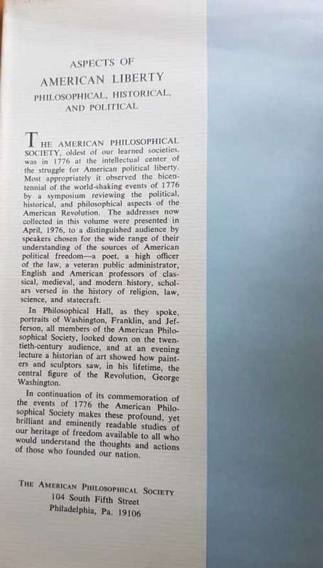American Philosophical Society Aspects of American Liberty  Philosophical Historical and Political
