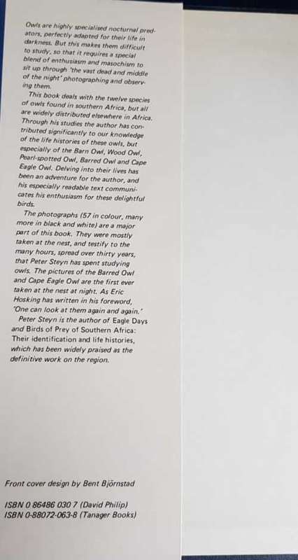 A Delight of Owls Signed copy First Edition hardcover by Peter Steyn  African Owls Observed