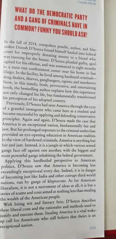 Stealing America by Dinesh DSouza   First Edition hardcover