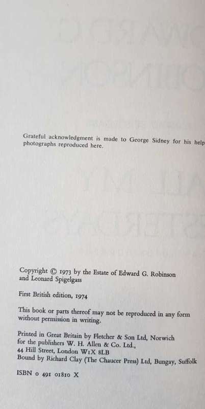 Edward G. Robinson All My Yesterdays An autobiography with Leonard Spigelgass