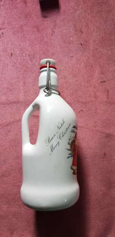 Christmas Decanter with handle and blue & white lid